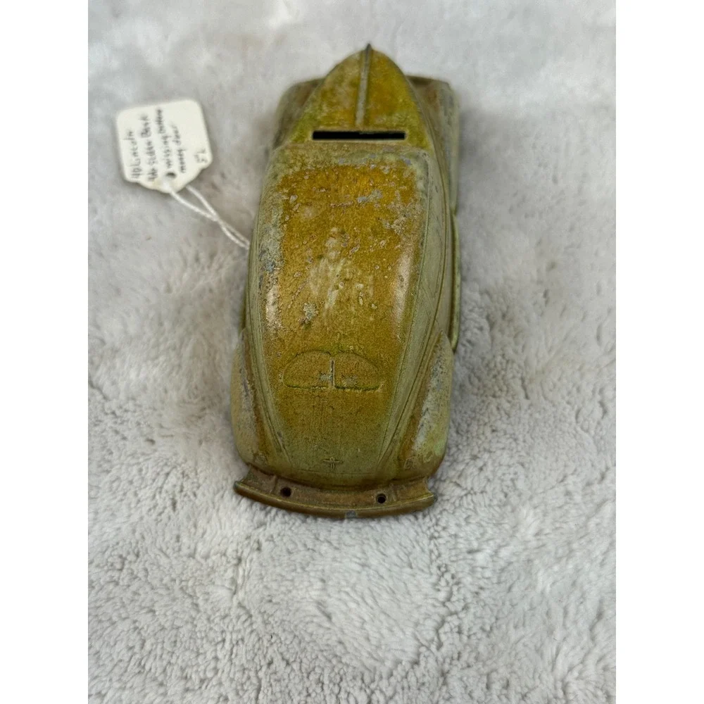 Vintage 1940 Lincoln 4-Door Sedan Diecast Metal Coin Bank Gold Tone 5 Inch - Picture 4 of 6